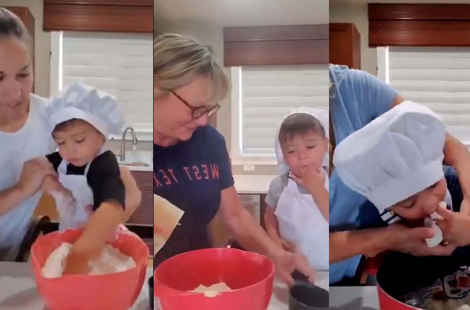 Picardía: un nene que cocina con su mamá y su abuela se volvió viral por probar todos los ingredientes