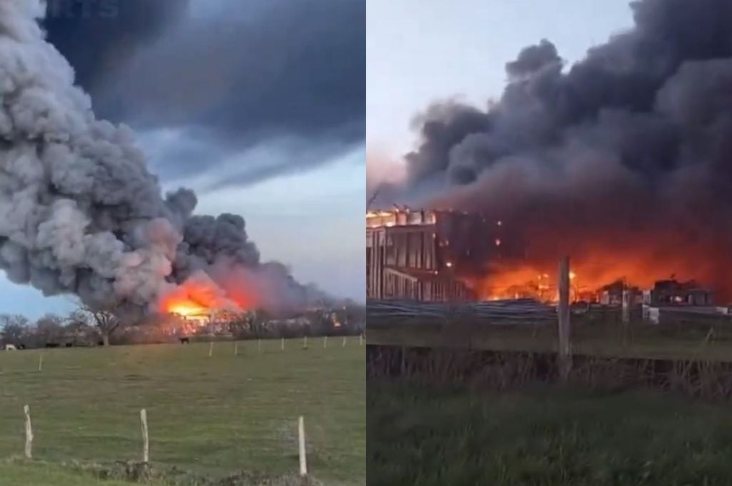 Incendio en una granja