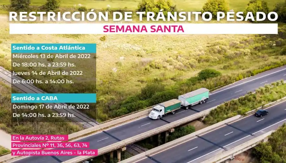 Semana Santa 2022: Restricción de camiones en rutas y autopistas de Provincia de Buenos Aires