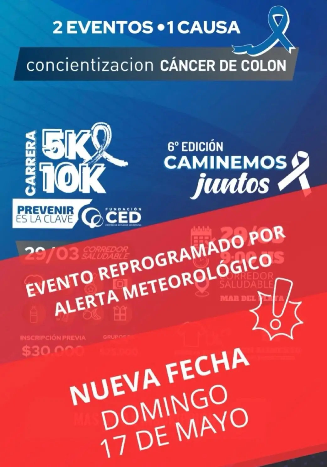 Por el alerta meteorológico reprogramaron la sexta edición de "Caminemos Juntos"