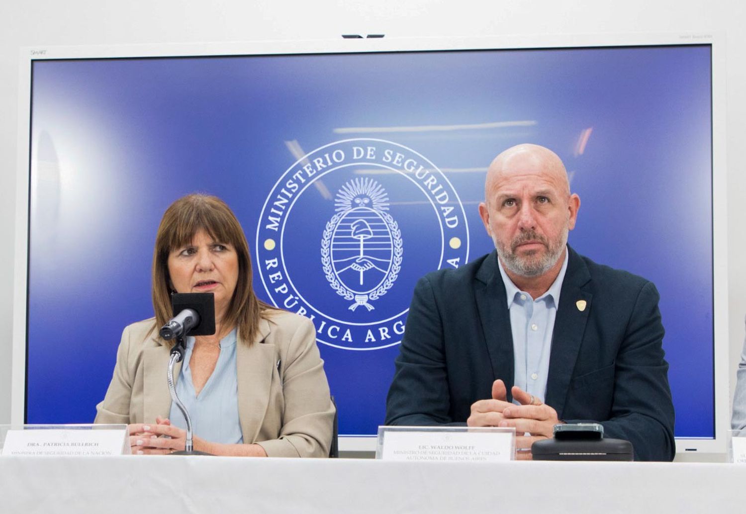 Patricia Bullrich y Waldo Wolff.