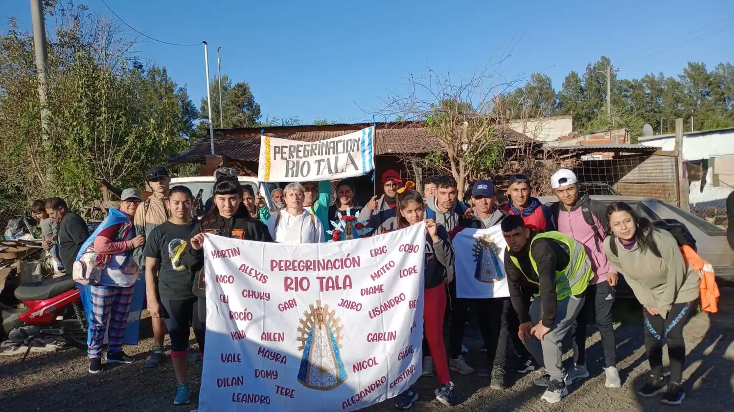 Los peregrinos de Río Tala caminaron desde el jueves para llegar a la Basílica de Luján y enviaron esta foto.