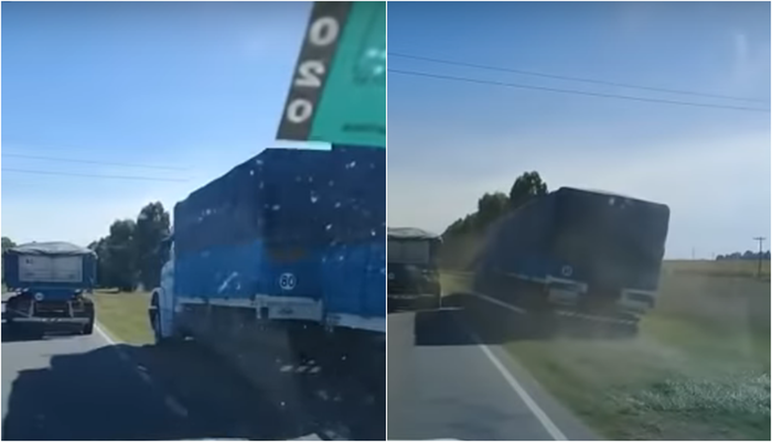 Video: Imprudencia total de un camionero a toda velocidad por la banquina en Tres Arroyos