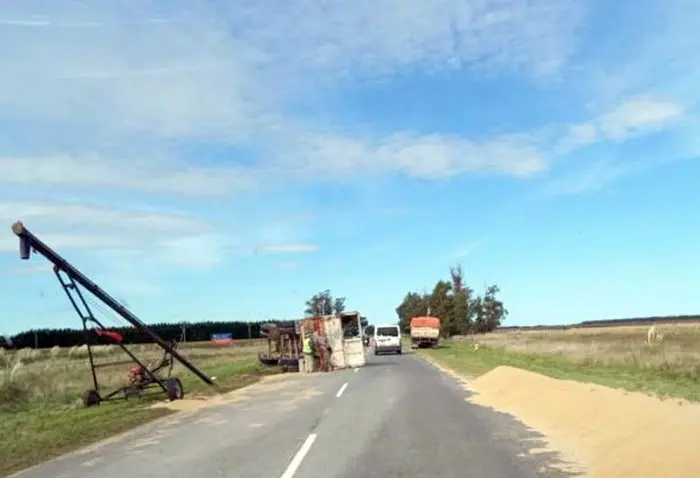 Volcó un camión cargado con trigo que se dirigía al puerto