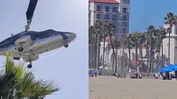 Impresionante accidente aéreo en Los Ángeles: un helicóptero se estrelló en una playa