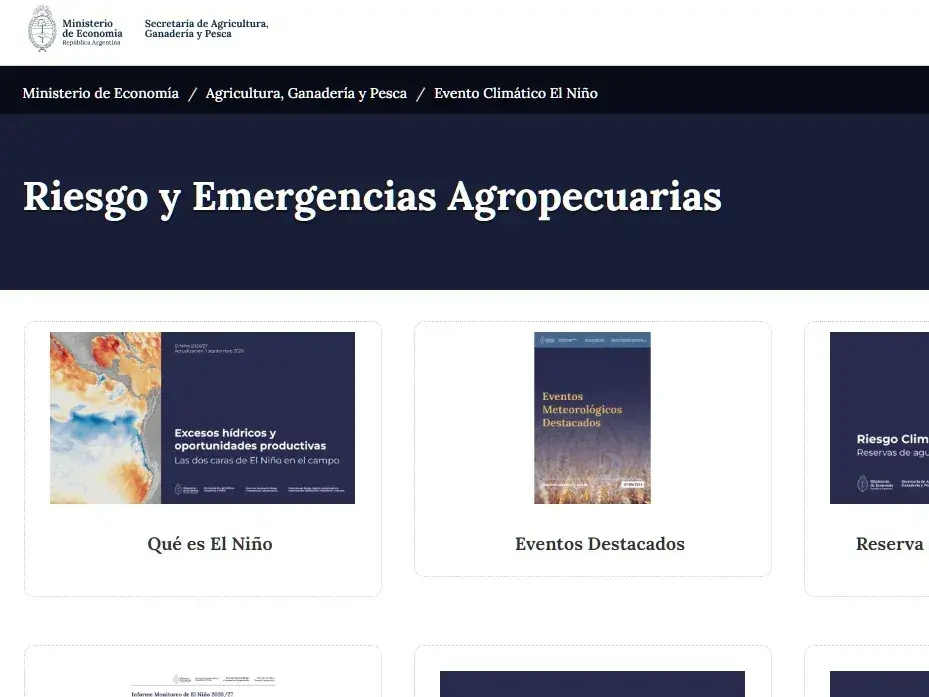El Niño tiene su pestaña en la web de la Secretaría de Agricultura