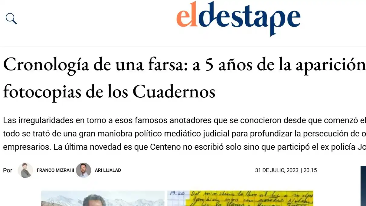 Cuadernos centeno nota Destape