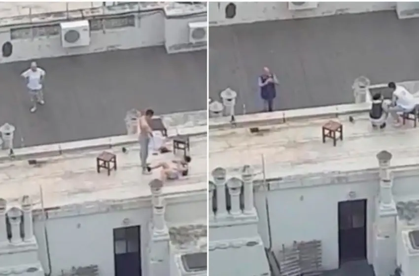 Tenían sexo en la terraza y fueron sorprendidos por los vecinos que filmaron toda la secuencia