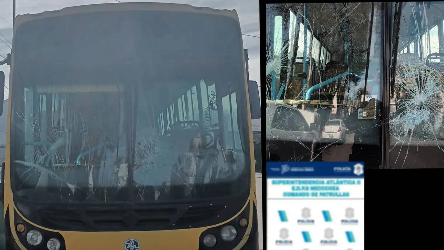 Unidad de transporte que resultó dañada en Diagonal San Martín y calle 34