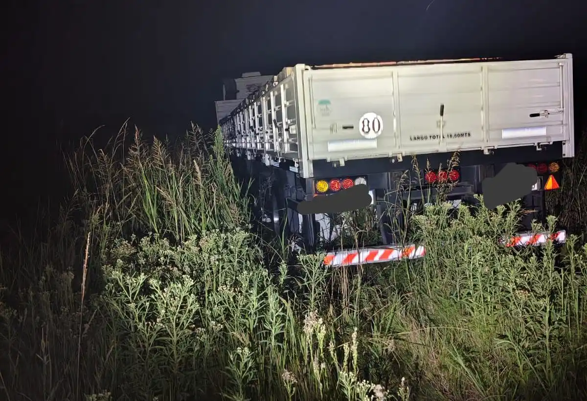 Un camión despistó en la ruta 158.