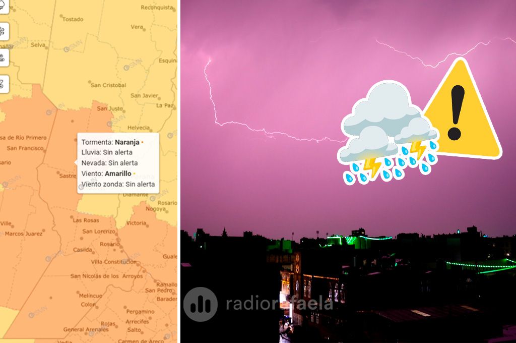 ¡Atención! El SMN elevó a naranja el alerta por tormentas en Rafaela y la región