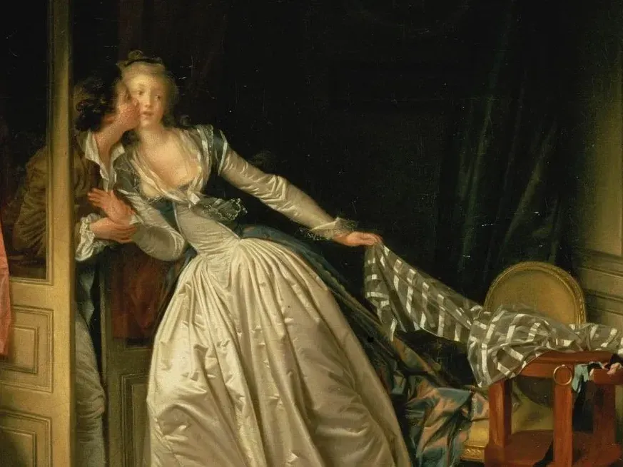 Fragmento de “El beso robado” de Fragonard. Foto: Museo del Hermitage (San Petersburgo).