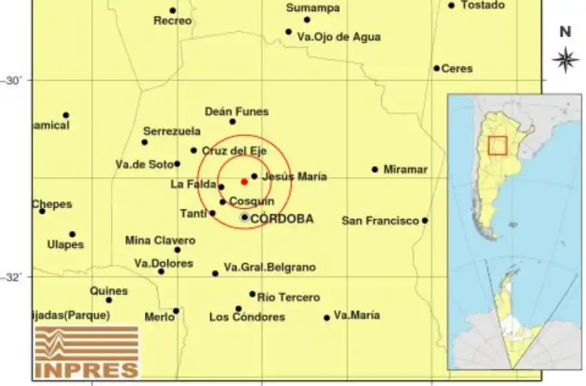Un sismo de 4,6º de magnitud hizo temblar varias localidades de la provincia de Córdoba