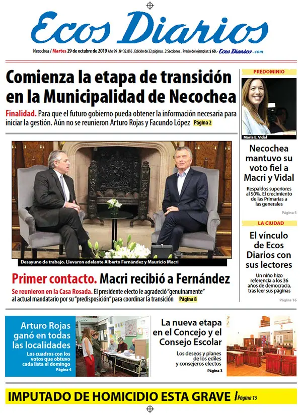 Tapa del 29 de octubre de 2019
