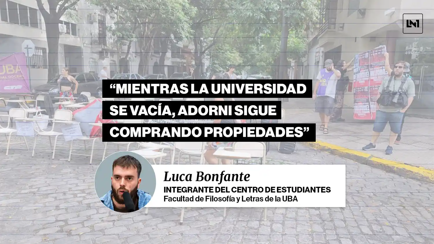 Estudiantes bonaerenses participan de clases públicas frente al departamento de Adorni: exigen presupuesto universitario