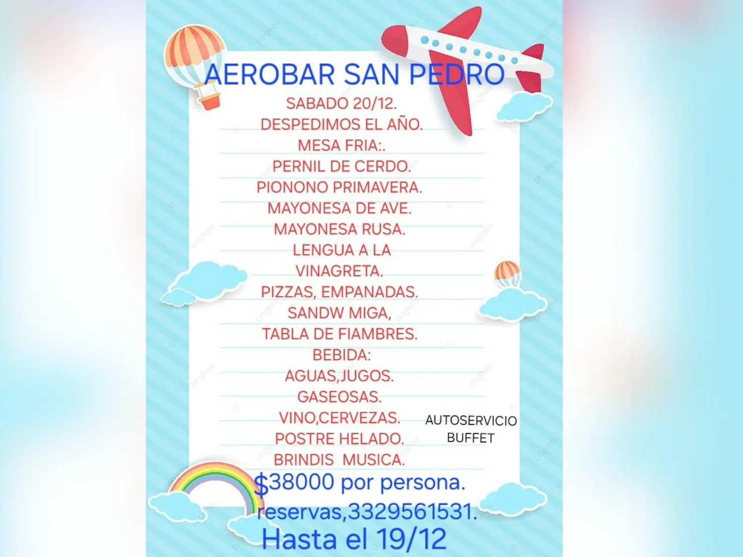 Organizan cena de fin de año en el Aerobar
