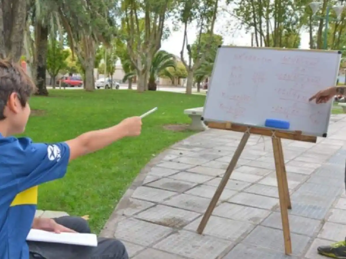 Ejemplar: enseña matemática gratis a chicos en una plaza de San Luis