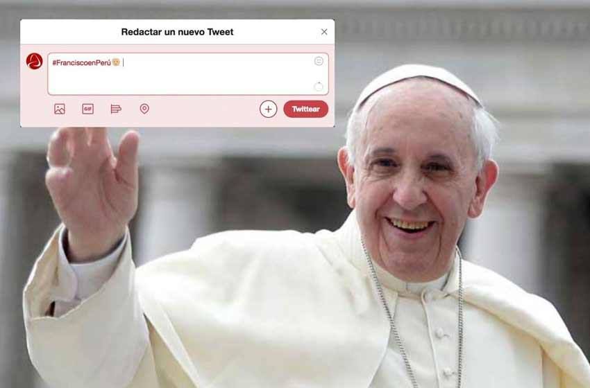 Con emoji exclusivo, se ilustra la llegada de Francisco a Perú