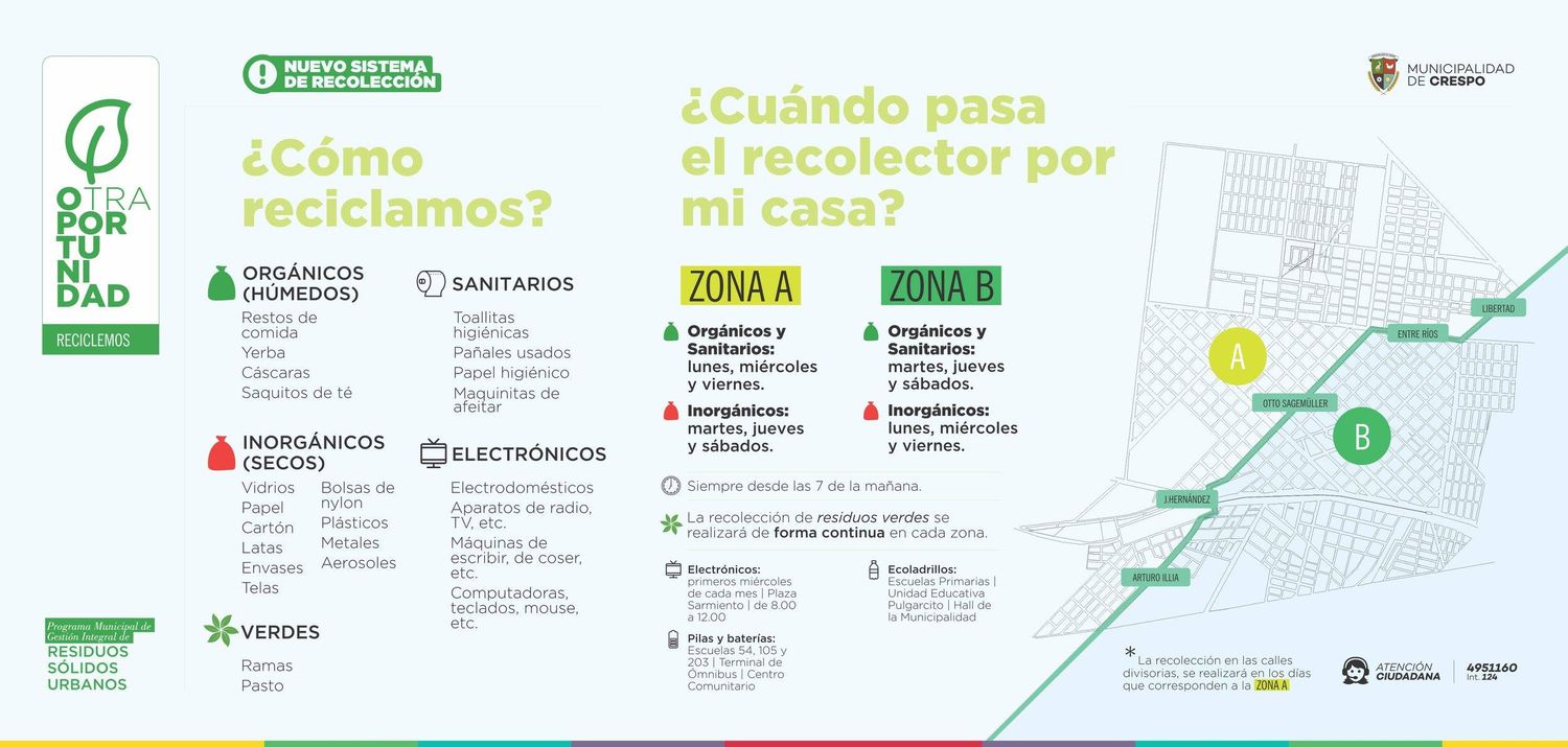 El jueves 8 de diciembre habrá recolección normal de residuos domiciliarios