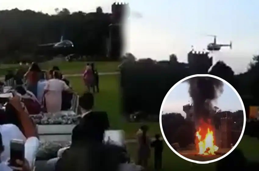 Increíble: el helicóptero que llevaba a la novia se estrelló en plena boda