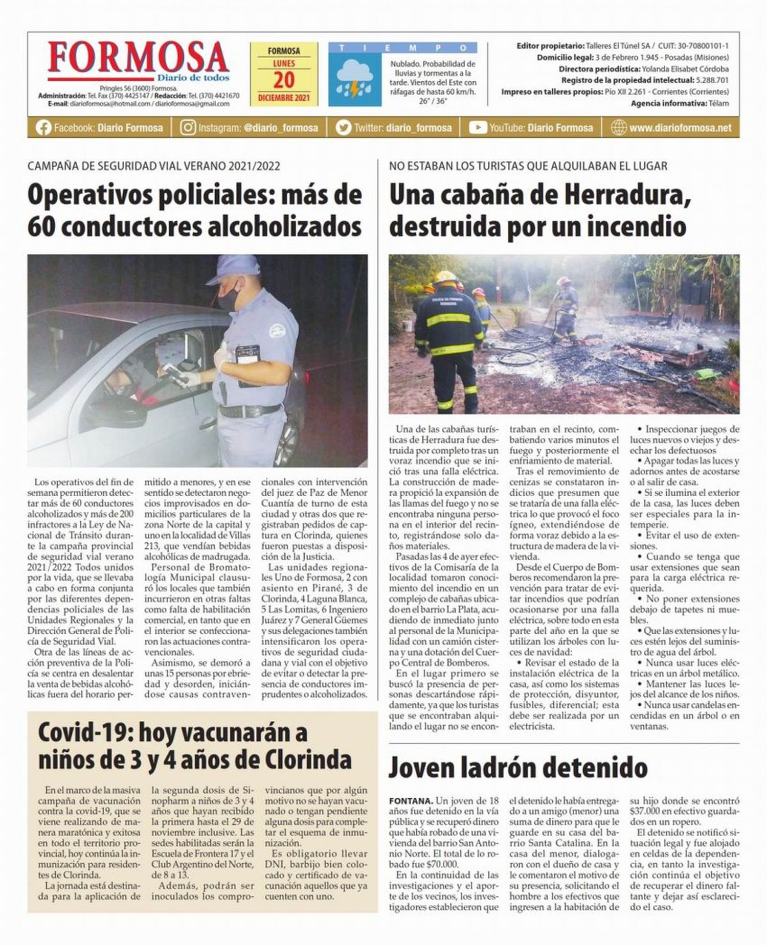 Tapa y Contratapa 20 de diciembre de 2021