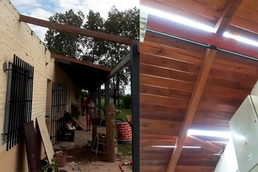 Un temporal arrasó el techo de una escuela entrerriana: se perdieron todos los libros y alimentos