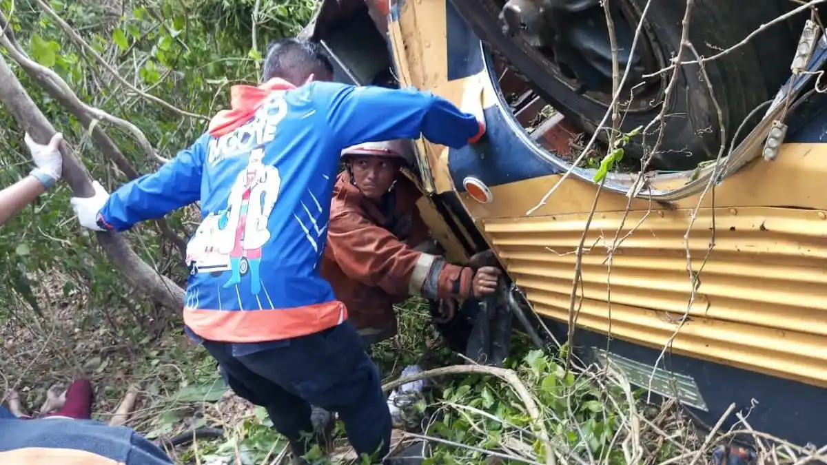 TRAGEDIA EN CARABOBO: al menos 4 muertos y 28 heridos al caer autobús de excursión por un precipicio en Patanemo