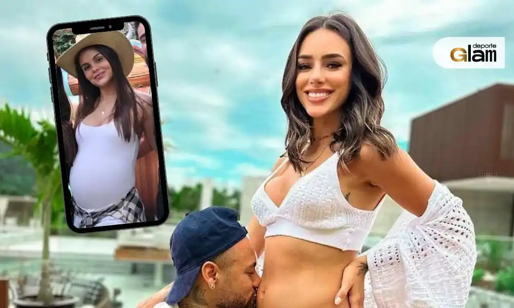 Neymar besa el abdomen de su pareja, Bruna Biancardi