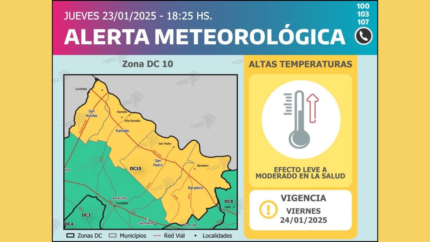 Defensa Civil alertó por altas temperaturas para el norte de Buenos Aires.