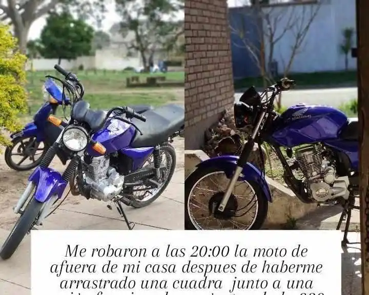 El pedido de la vçtima para recuperar su moto Mondial azul. Foto: redes sociales.
