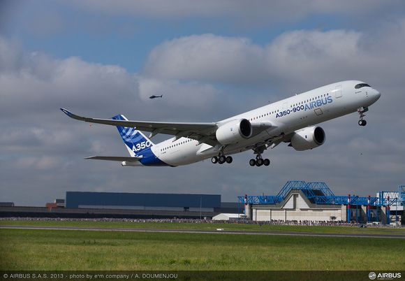 El A350 XWB realizó hoy su primer vuelo de prueba