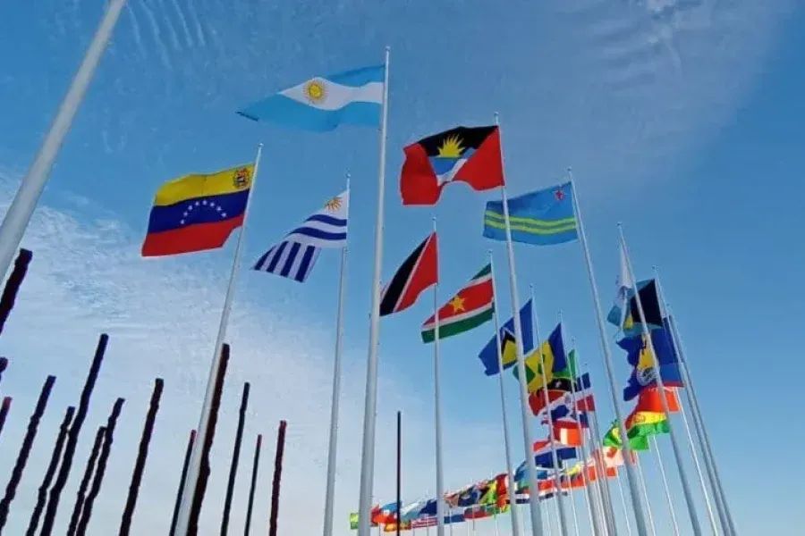La bandera argentina flamea en la Villa Panamericana