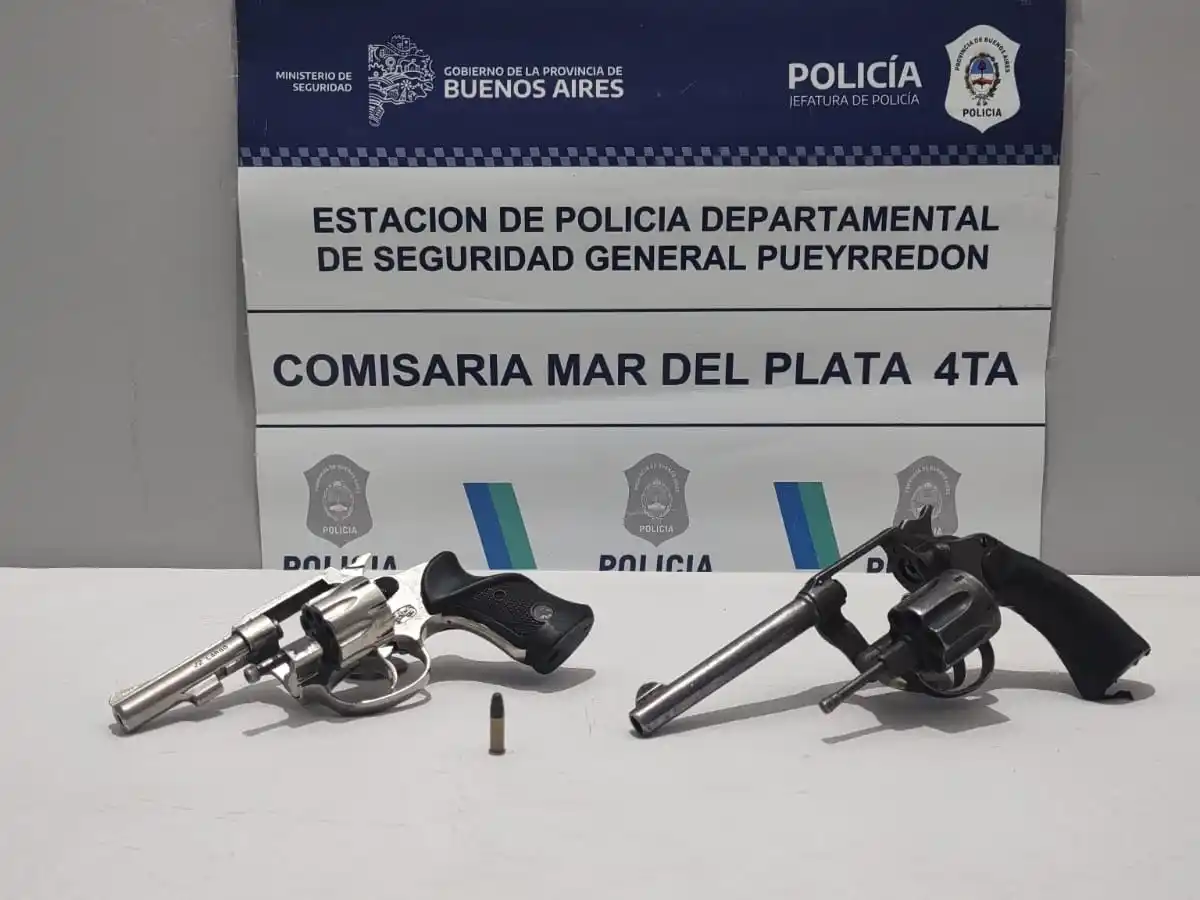 Las dos armas que se descartó el delincuente antes de ser detenido por la Policía.