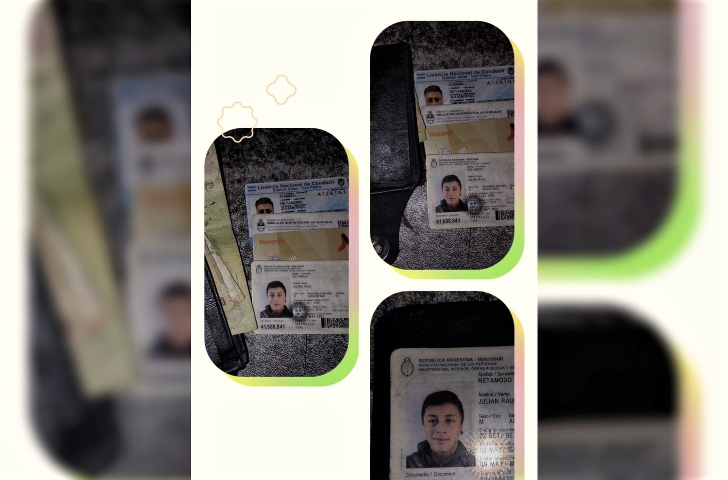 Encontraron billetera con documentación deJulián Raúl Retamoso