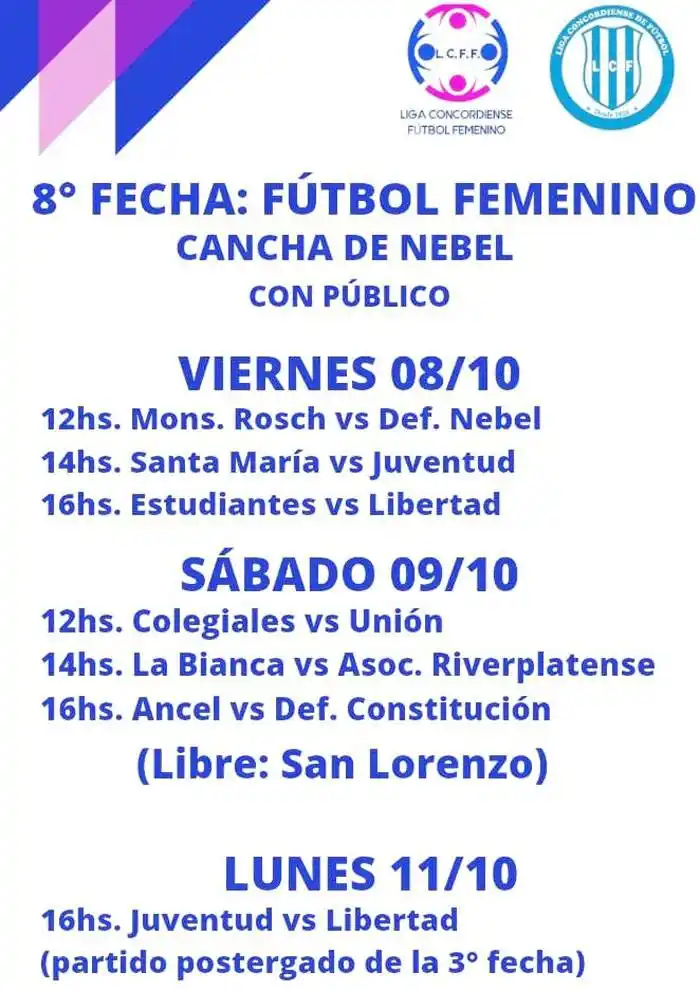 Nueva fecha del fútbol femenino de la Liga Concordiense