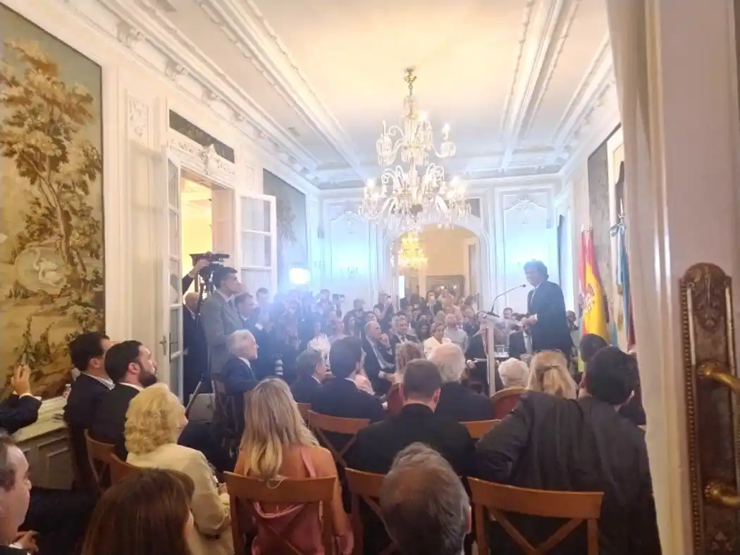 Discurso. Milei agradece el premio ayer en Madrid. Foto: Fernando Muñoz Pace.