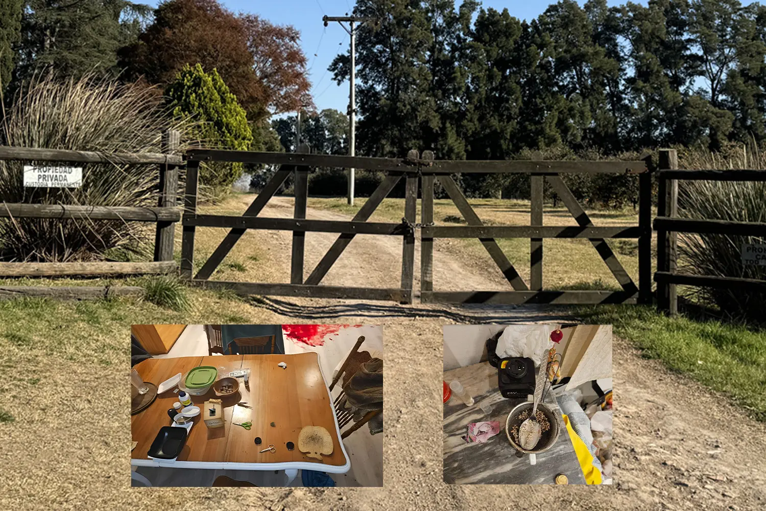 El acceso al campo donde mataron a Marcel y las fotos de la escena del crímen