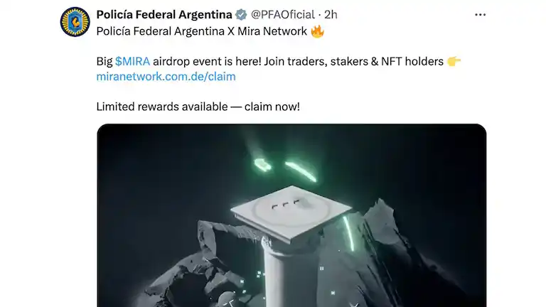 La Policía Federal recuperó su cuenta de X tras ser hackeada para promocionar criptomonedas.