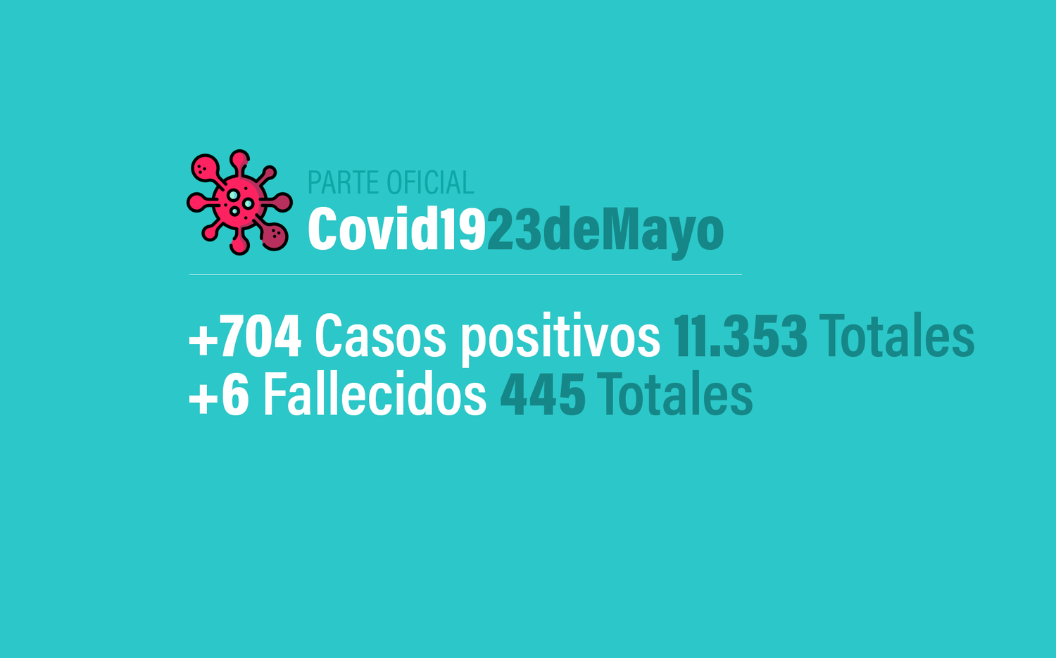 Coronavirus en Argentina: 704 nuevos casos, 11353 confirmados y 445 muertes, al 23 de mayo