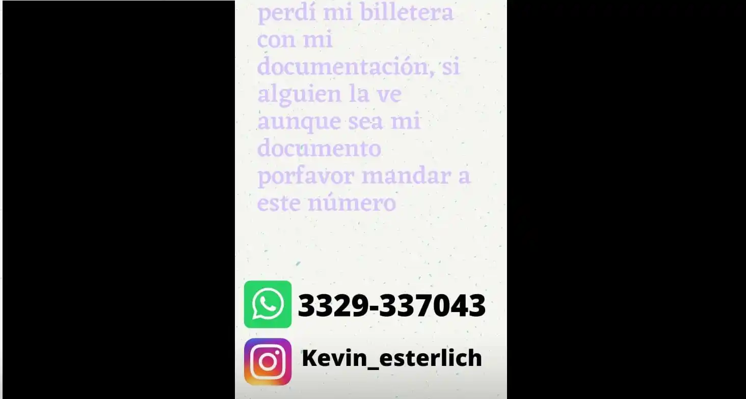 Kevin perdió su billetera con documentación