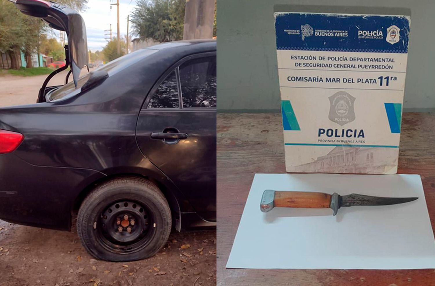 Enfrentó a la policía con un cuchillo luego de cortar el neumático del auto del vecino