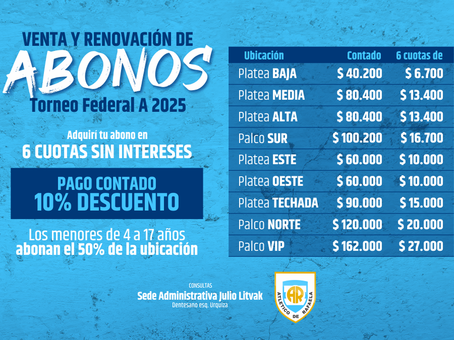 Comienza la venta de Abonos para el Torneo Federal “A” 2025