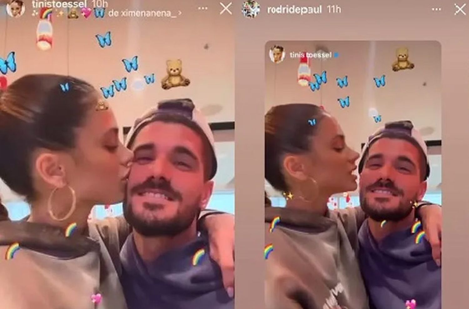 Bien mimosos: el tierno video de Tini Stoessel a los besos con Rodrigo de Paul