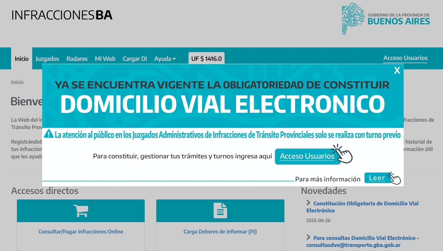 La Provincia exige que el interesado en conocer la existencia de multas de tránsito debe registrarse con el Domicilio Vial Electrónico.