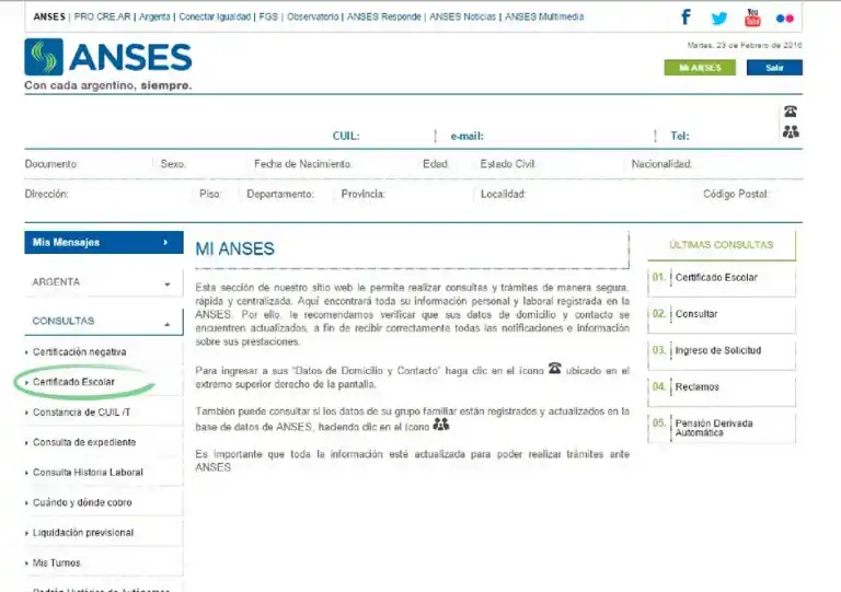 ANSES: Consulta desde la web si el certificado escolar fue presentado