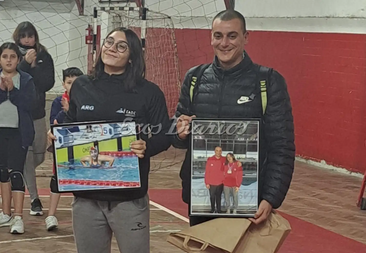 Guadalupe Angiolini junto a su entrenador Claudio Castagnari
