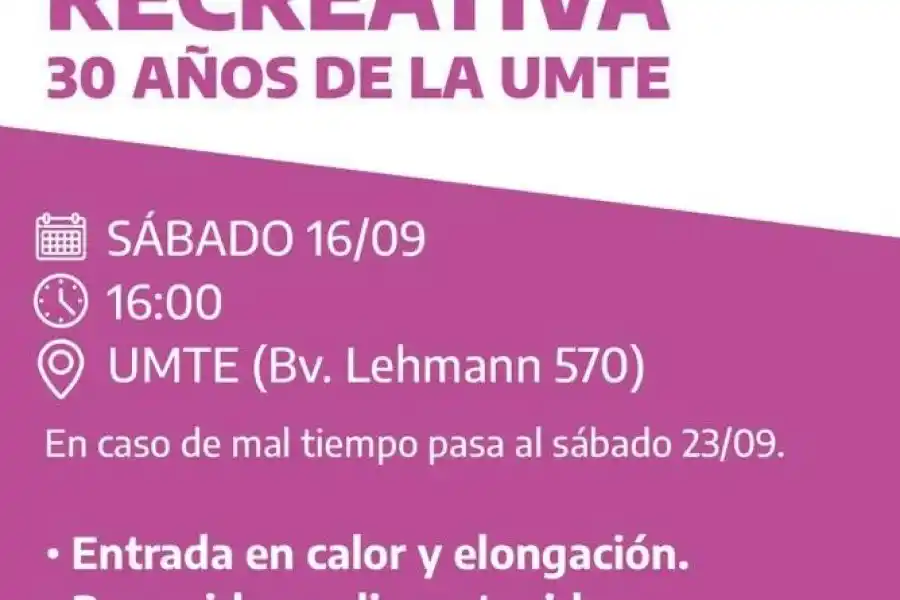 Caminata recreativa 2K por los 30 años de la UMTE