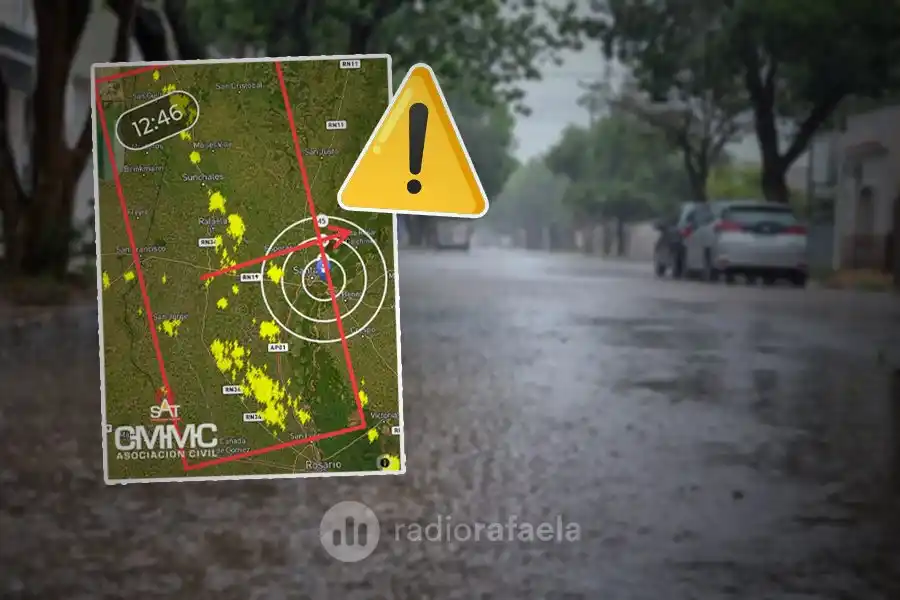 Llegó el agua a Rafaela: advertencia por tormentas fuertes y lluvias intensas