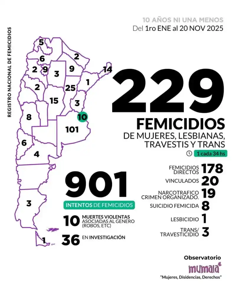 Violencia de género: alarmante informe revela 229 femicidios en Argentina y 3 casos en Entre Ríos