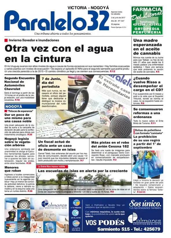 Esta es la tapa de este sábado de Paralelo 32 edición Victoria – Nogoyá
